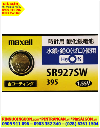 Maxell SR927SW, Pin đồng hồ 1.55v Silver Oxide Maxell GOLD SR927SW - Pin 395 (pin được mạ I-ON vàng)